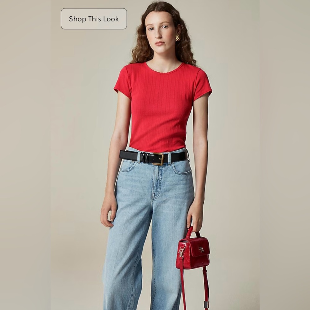 J.Crew Pointelle short-sleeve T-shirt in red